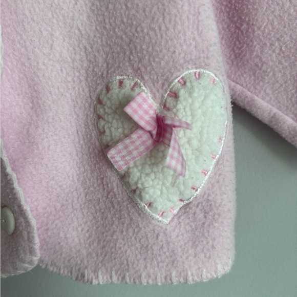 Vintage Baby Girl Fleece Heart Cardigan - Picture 3 of 5